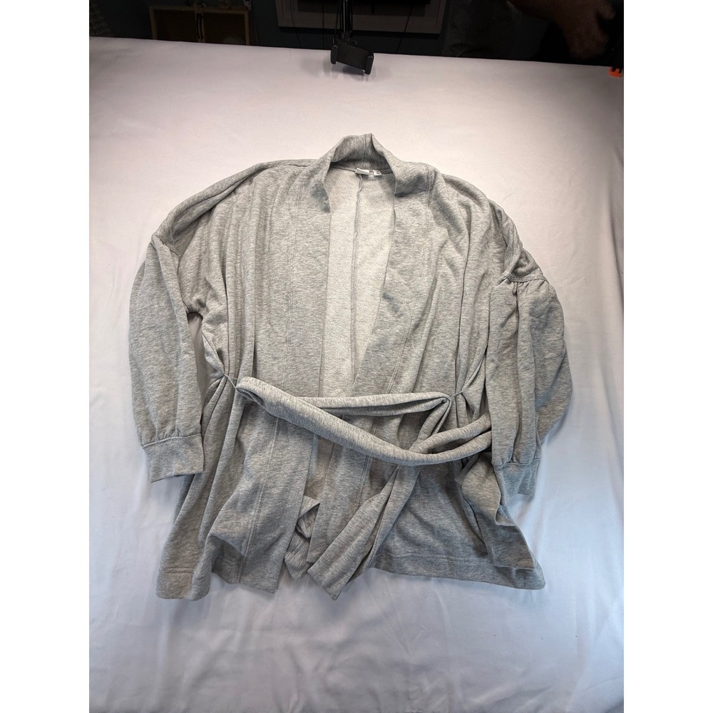 Gap Women XXL Gray French Terry Robe Cardigan Tie Waist Lounge Jacket Soft Knit